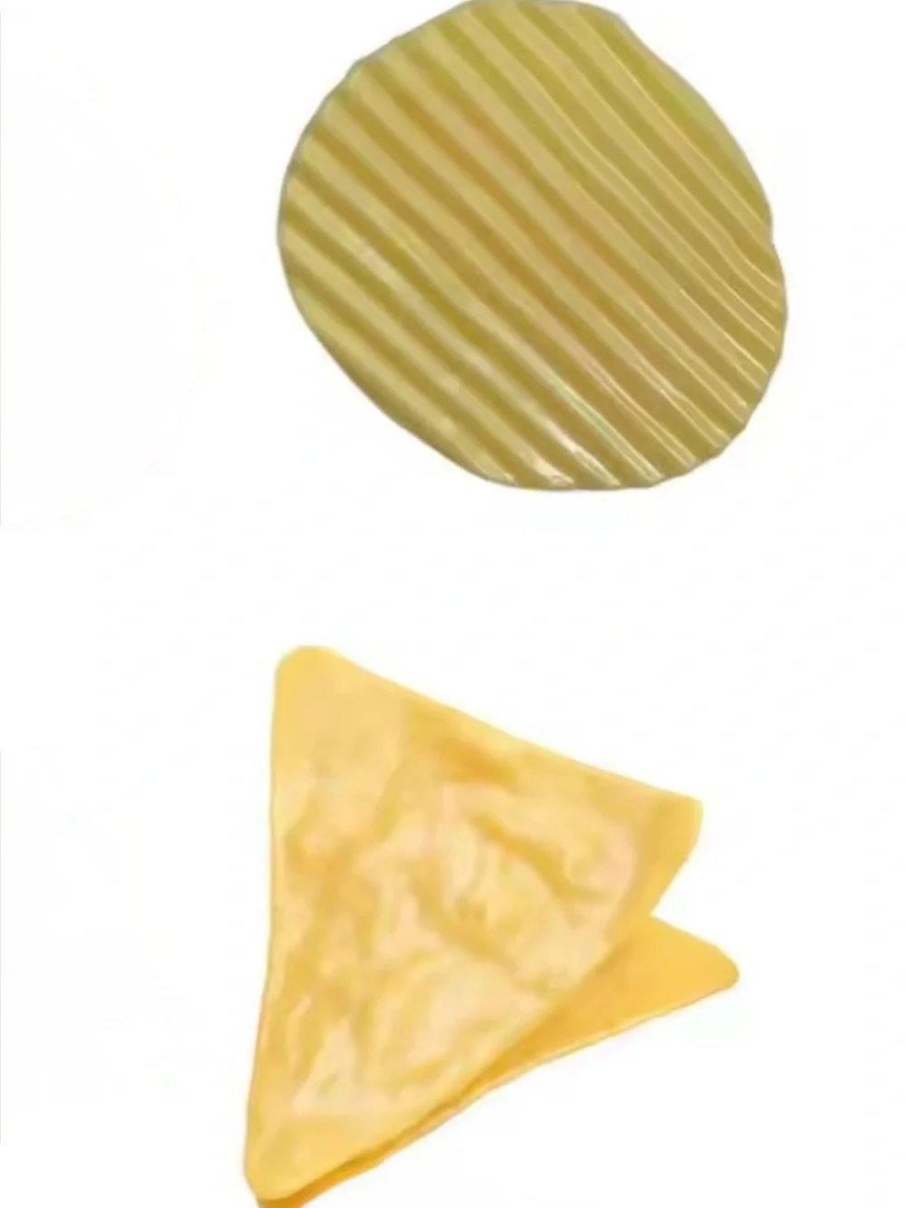 Yellow Chip Earrings - Textured Round and Triangle Set 2 total